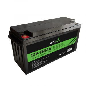 EcoLine - Batterie au lithium LifePo4 12V 150AH - 150000mAh - 483 x 170 x 240 - Batterie à décharge profonde