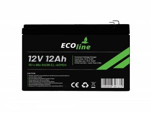 EcoLine - Batterie AGM 12V - 12AH VRLA - 151 x 98x 94(98) - Batterie à décharge profonde