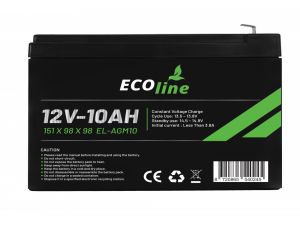 EcoLine - Batterie AGM 12V 10AH - 10000mAh VRLA - 151 x 98 x 98 - Batterie à décharge profonde