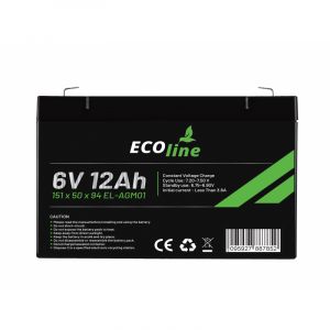 EcoLine - Batterie AGM 6V - 12AH VRLA - 151 x 50 x 94 - Batterie à décharge profonde