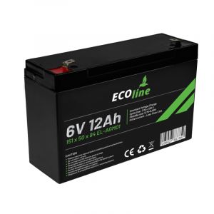 EcoLine - Batterie AGM 6V - 12AH VRLA - 151 x 50 x 94 - Batterie à décharge profonde