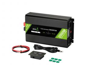EcoLine - Onduleur 12V à 220V/230V - Puissance 2000w - Onde sinusoïdale pure - Convertisseur de tension