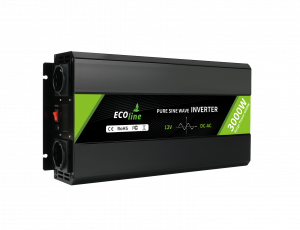 EcoLine - Onduleur 12V à 220V/230V - Puissance 3000w - Onde sinusoïdale pure - Convertisseur de tension