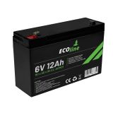 EcoLine - Batterie AGM 6V - 12AH VRLA - 151 x 50 x 94 - Batterie à décharge profonde